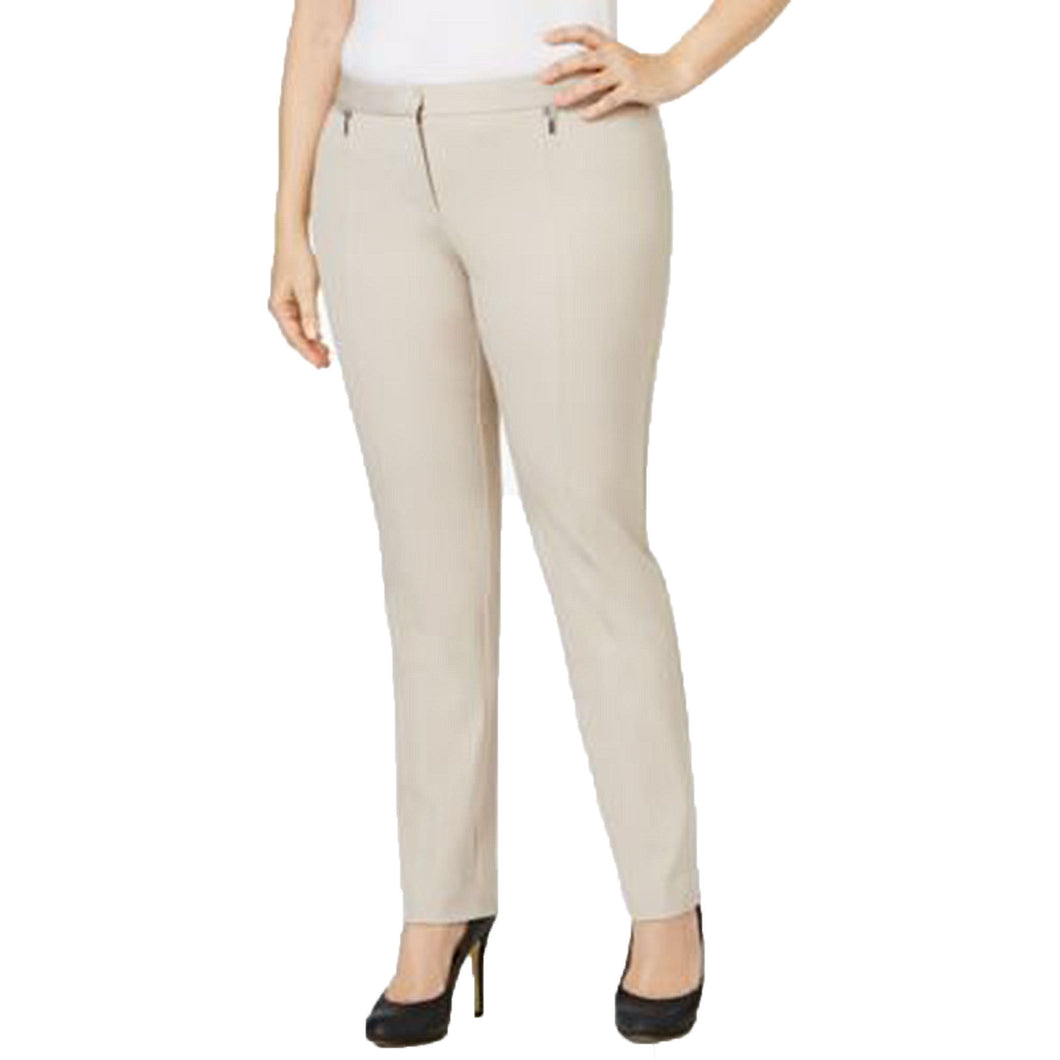 Alfani Beige Tummy Control Slim Leg Pants Plus Size
