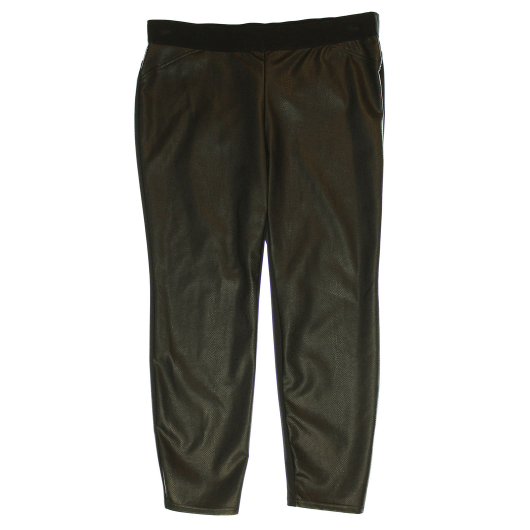 Alfani Black Faux Leather Snakeskin Ultra Skinny Leg Pull On Pants
