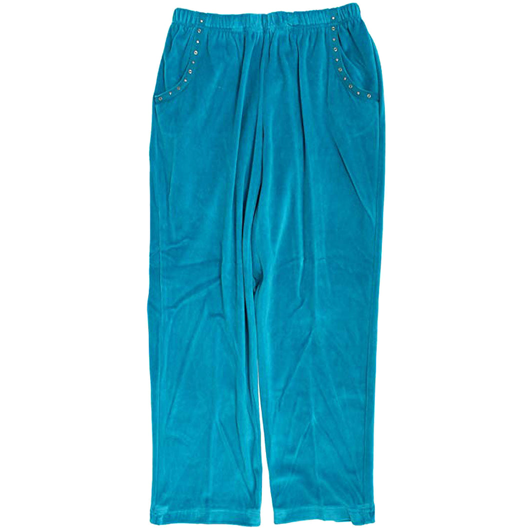 Alfred Dunner Blue Pull on Classic Fit Velour Lounge Pants Plus Size