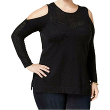 Jessica Simpson Black Long Sleeve Cold Shoulder Crochet Sweater Plus Size