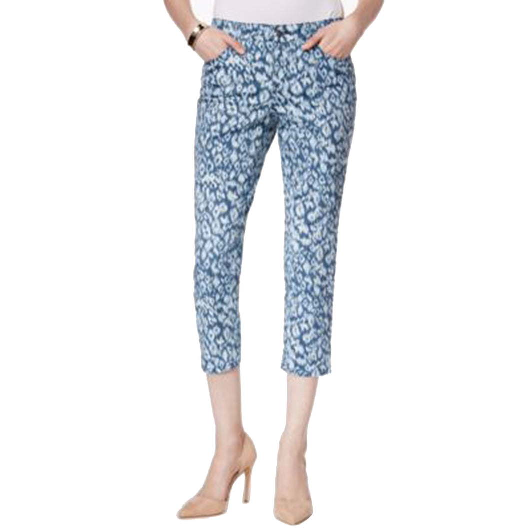 Charter Club Blue Animal Print Tummy Slimming Capri Jeans