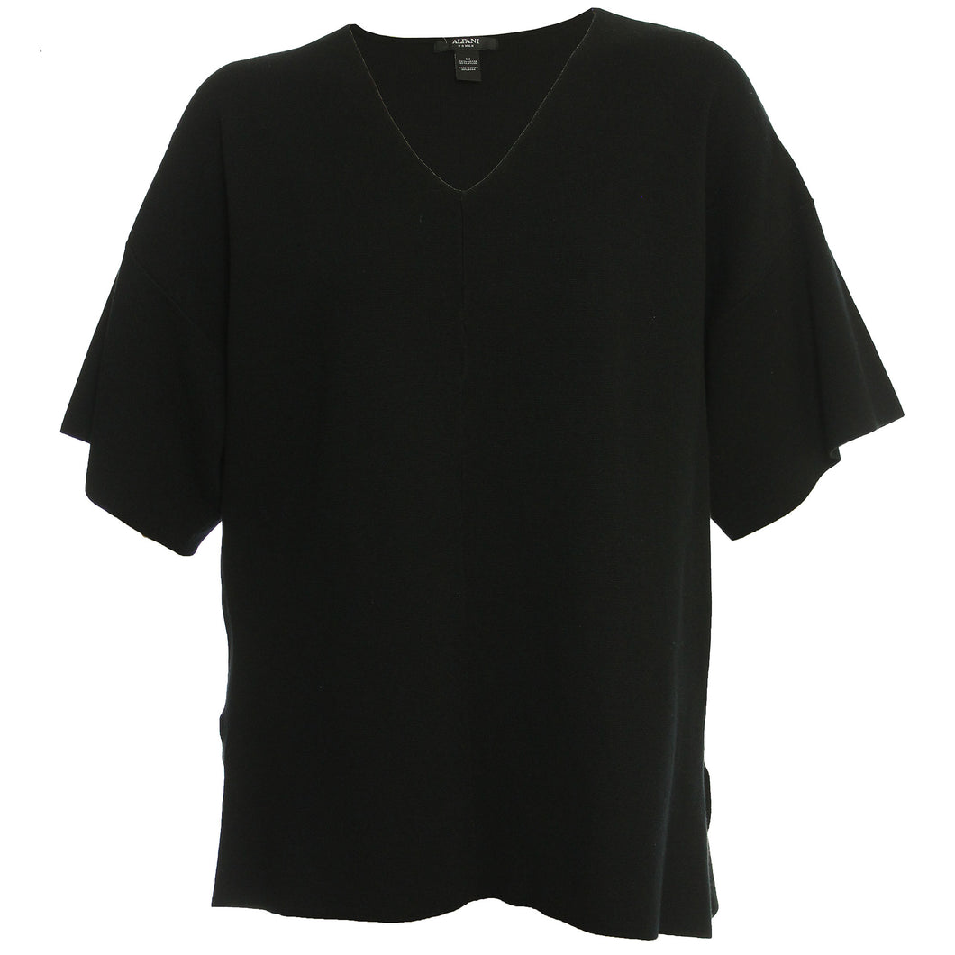 Alfani Black Short Sleeve Pullover Sweater
