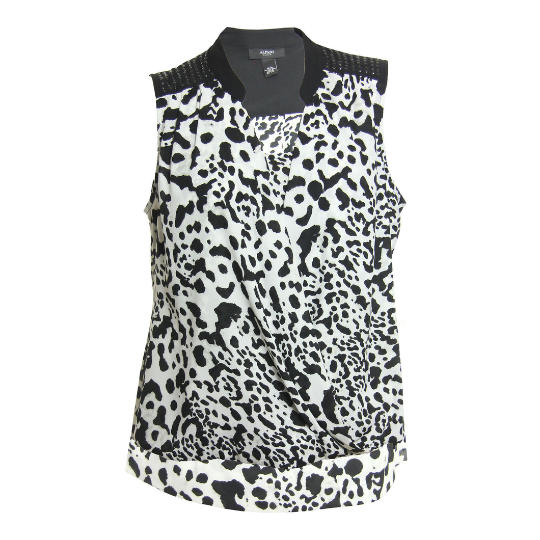 Alfani Multi Color Animal Print Sleeveless Drape Cross Front Blouse