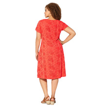 Avenue Blue or Coral Short Sleeve Scoop Neck Crochet Sheath Dress