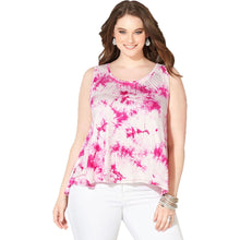 Avenue Pink or Green Tie Dye Sleeveless Embellished Swing Tank Top