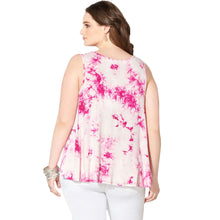 Avenue Pink or Green Tie Dye Sleeveless Embellished Swing Tank Top