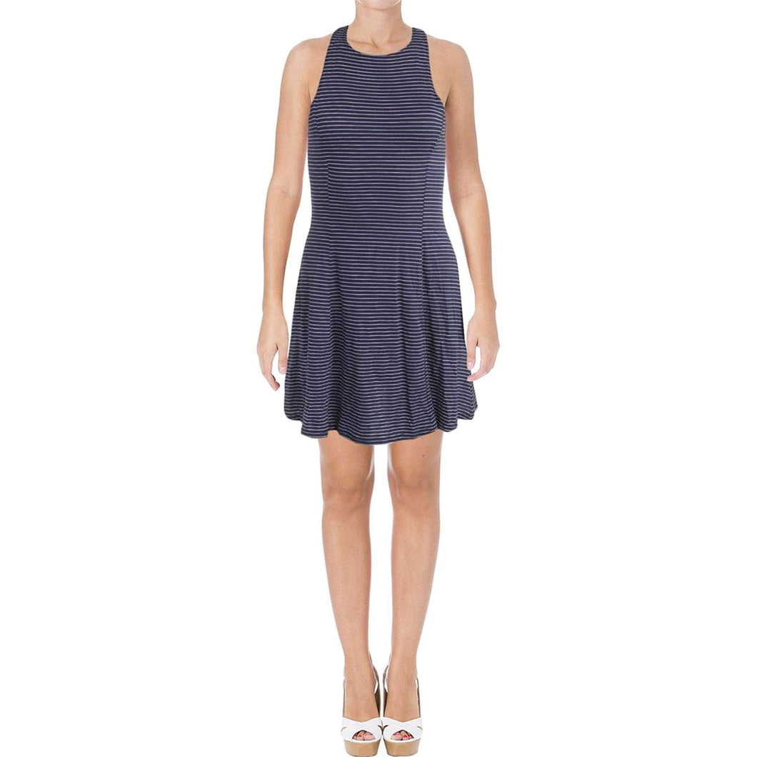 Billabong Blue & White Striped Sleeveless Racerback Knit Dress Juniors
