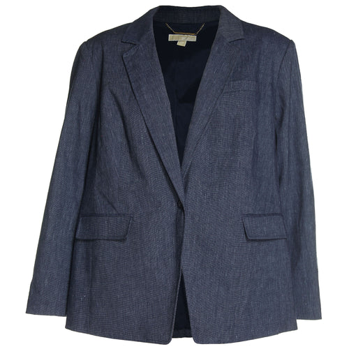 Michael Kors Blue Long Sleeve Linen Blend Blazer Jacket