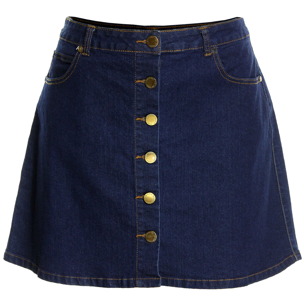 City Chic Blue Denim A-Line Button Front Jean Skirt