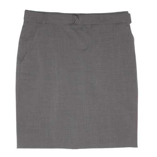Arkis Grey Belted Slash Pocket Wool Blend Pencil Straight Skirt