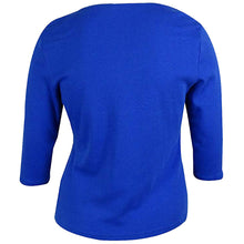 Karen Scott Blue 3/4 Sleeve Cotton Knit Shirt Plus Size