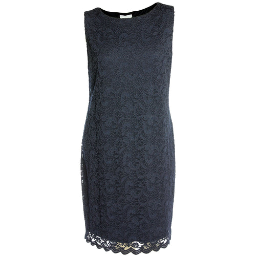 Charter Club Navy Blue Sleeveless Scalloped Edge Lace Dress