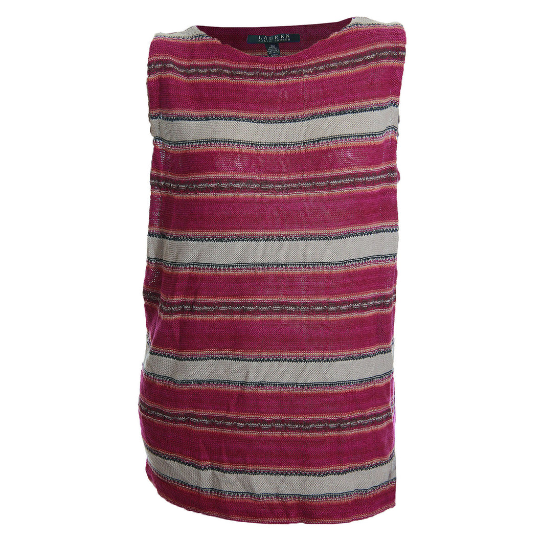 Ralph Lauren Multi Color Striped Sleeveless Lightweight Sweater