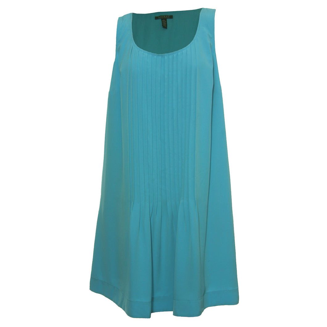 Ralph Lauren Turquoise Blue Sleeveless Pleated Dress