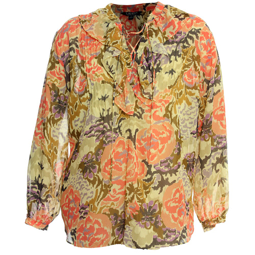 Ralph Lauren Floral Print Long Sleeve Tie Front Blouse & Camisole