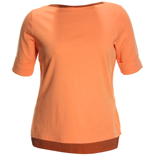 Ralph Lauren Orange Short Sleeve Boat Neck High-Low Top