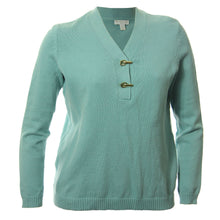 Charter Club Long Sleeve Goldtone Hardware Pull Over Henley Sweater
