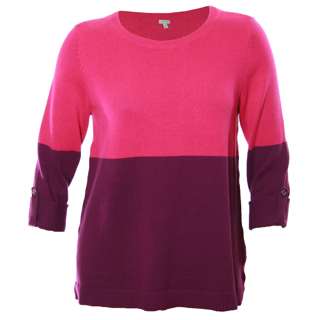 Charter Club Purple / Pink Long Convertible Sleeve Pull Over Sweater