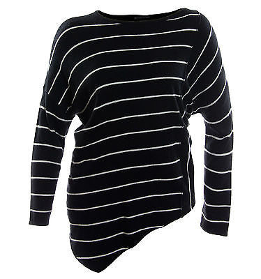 INC Multi Color Striped Long Sleeve Asymmetric Hem Sweater