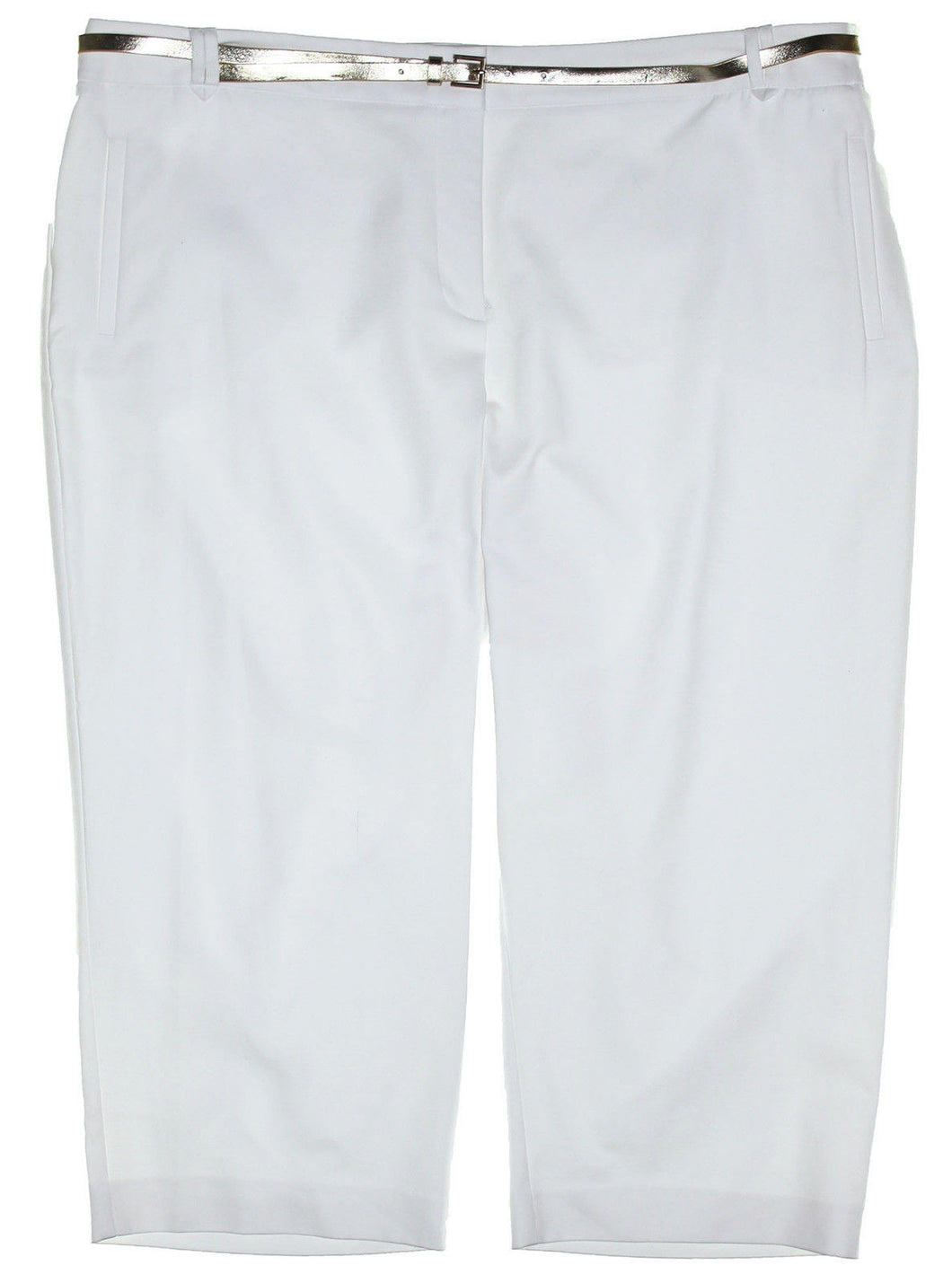 Charter Club White Tummy Slimming Classic Fit Belted Capri Pants