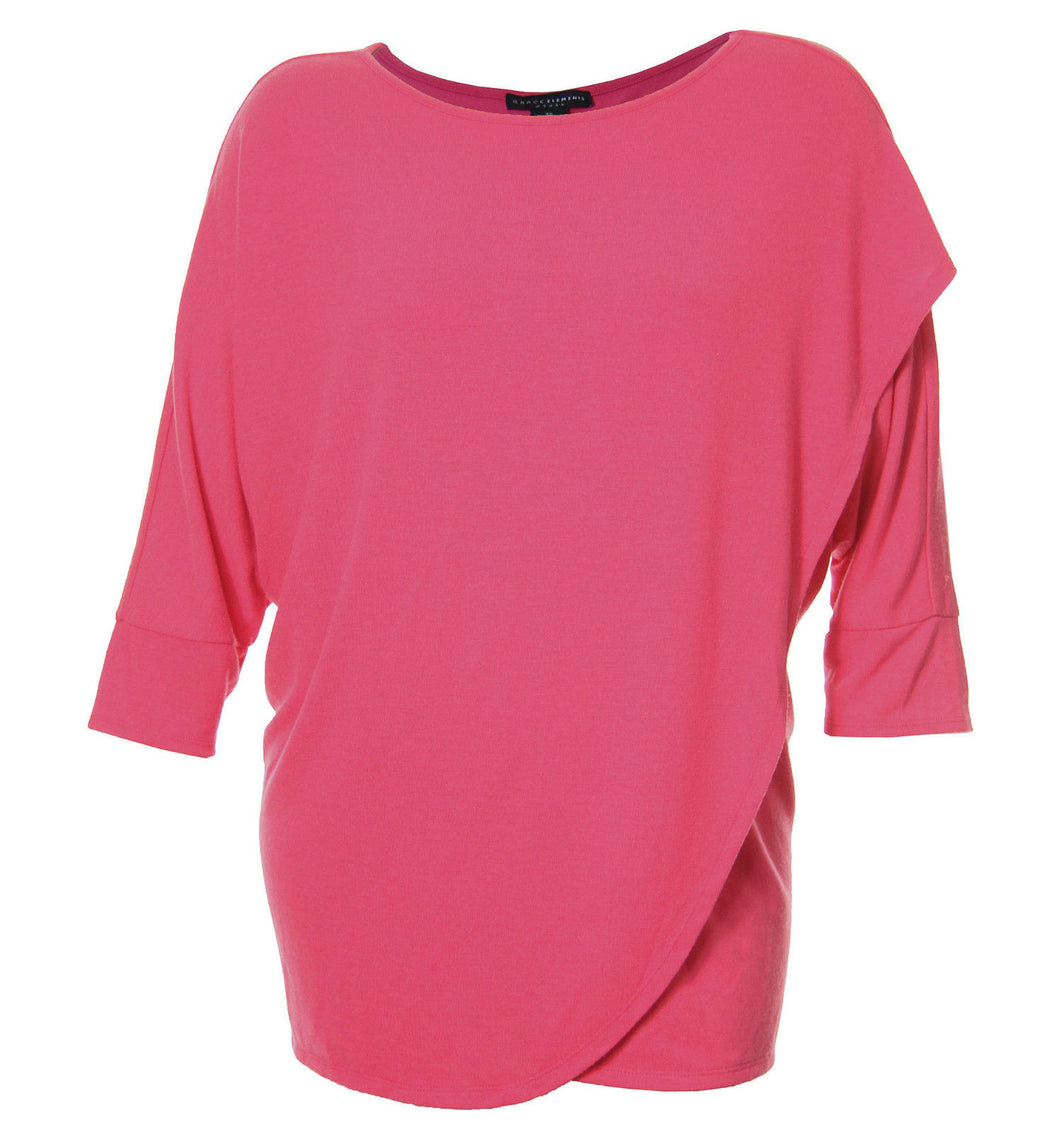 Grace Elements Pink or White 3/4 Sleeve Cross Front Shirt