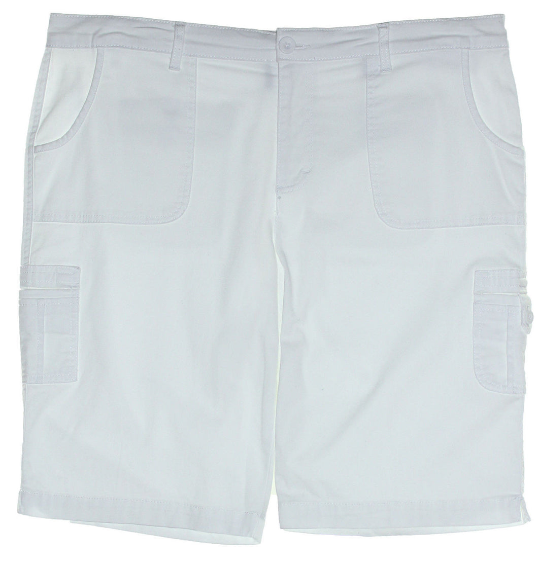 Style & Co White Cotton Blend Bermuda Cargo Shorts
