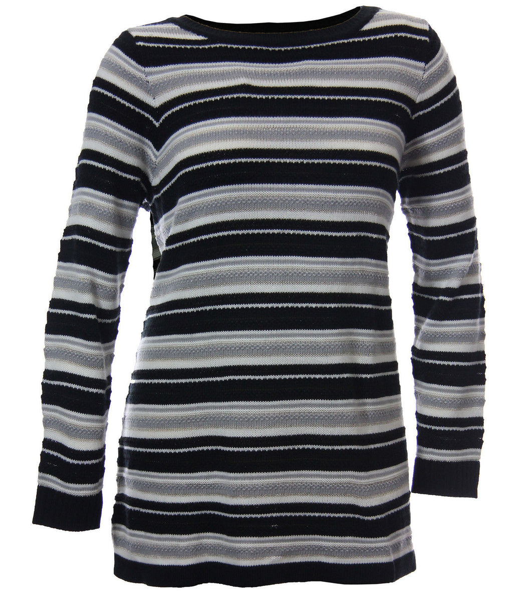 Charter Club Multi Color Striped Long Sleeve Pull Over Sweater