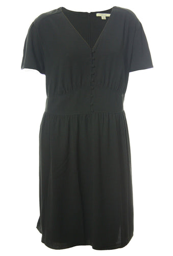 Sejour Black Flutter Sleeve Button Front Dress