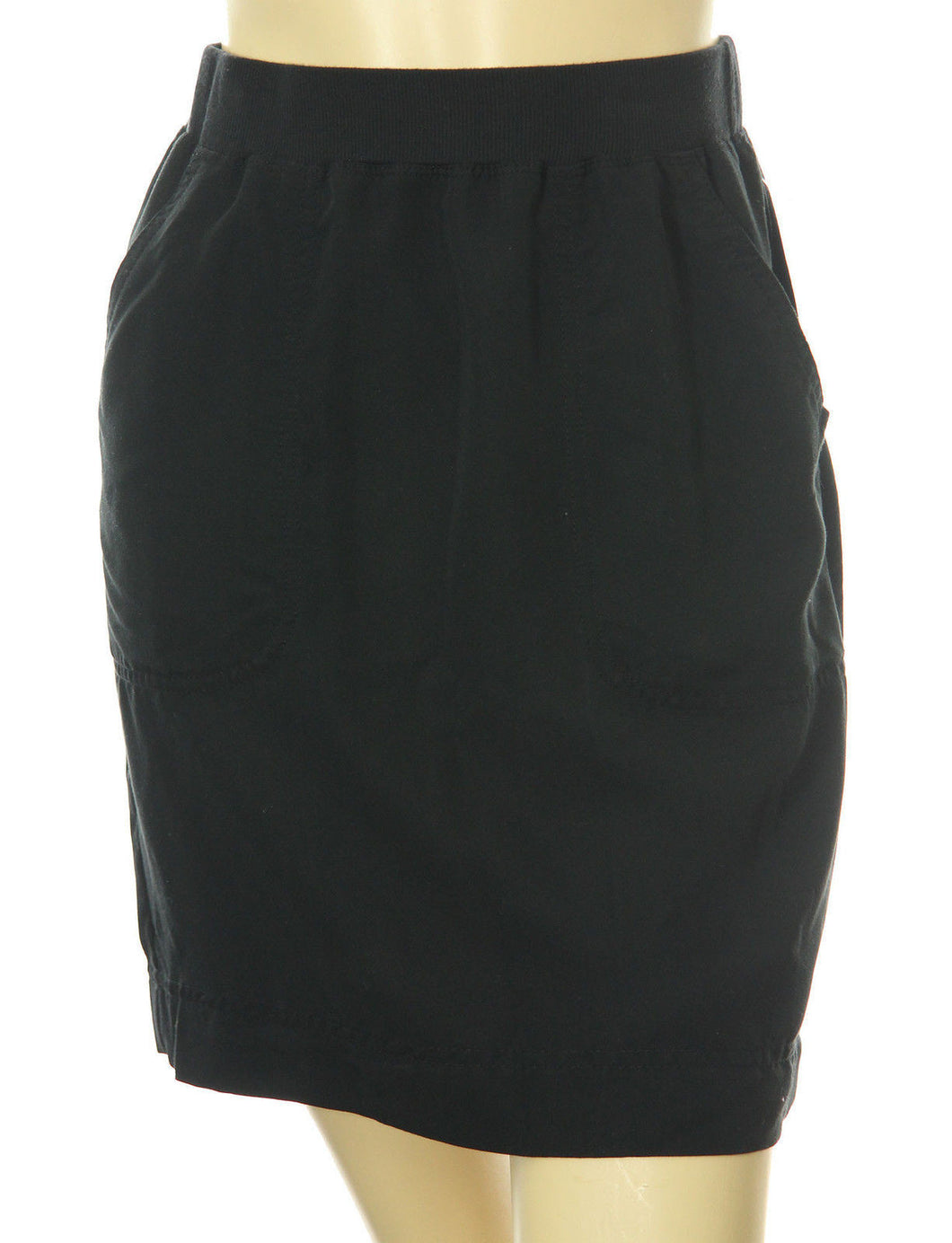 Studio M Black Elastic Waist Pull On Twill Skirt