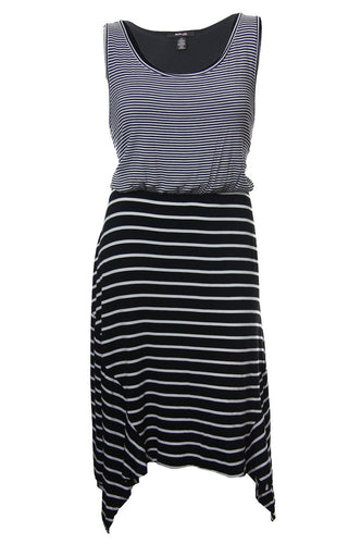 Style & Co Multi Color Striped Sleeveless Sharkbite Hem Dress