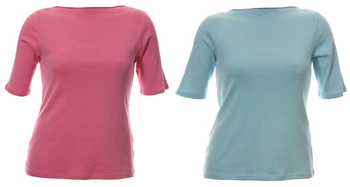 Charter Club Pink, White, or Blue Short Sleeve Boat Neck Shirt Tee