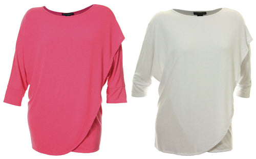 Grace Elements Pink or White 3/4 Sleeve Cross Front Shirt