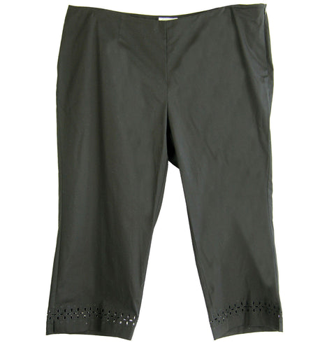 Charter Club Black Eyelet Hem Side Zip Cropped Pants