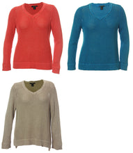 Style & Co Coral Blue or Beige Long Sleeve V-Neck Textured Sweater