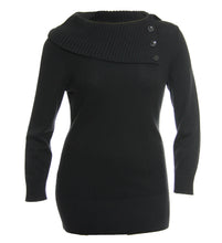 Style & Co Silver or Black Long Sleeve Button Detail Sweater