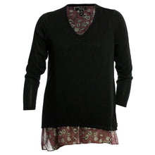 Style & Co. Multi Color Long Sleeve Layered Look Handkerchief Hem V-Neck Sweater