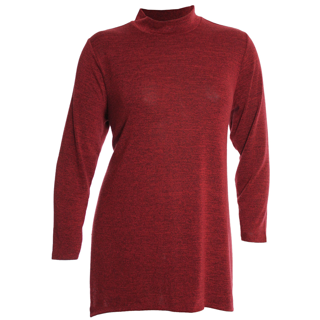 Style & Co. Red Melange Long Sleeve Mock Neck Shirt