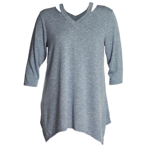 Style & Co Blue Long Sleeve Double V-Neck Sweater