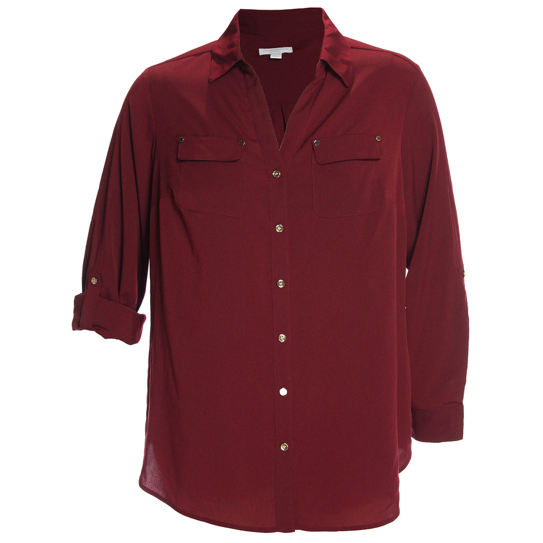 Charter Club Solid or Print Long Convertible Sleeve Button Down Utility Shirt