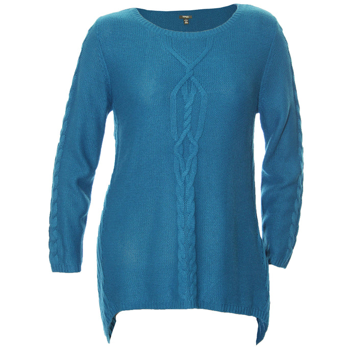 Style & Co Blue Long Sleeve Sharkbite Hem Sweater Plus Size