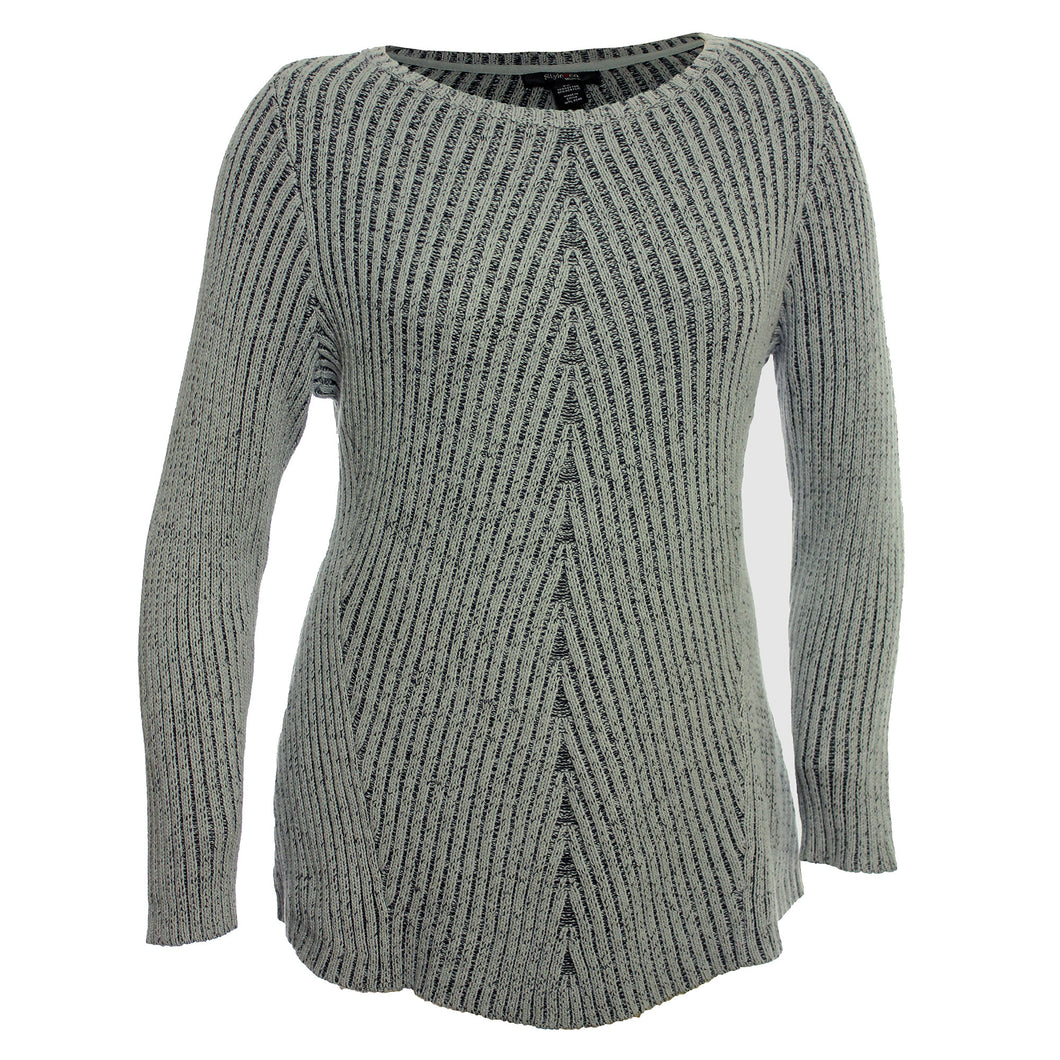 Style & Co. Gray Bi-Directional Ribbed Long Sleeve Sweater