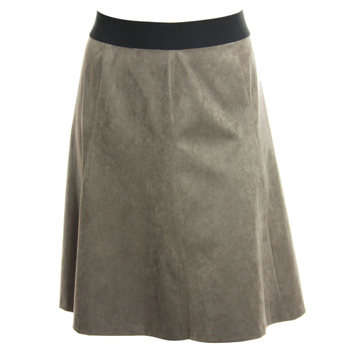 Alfani Taupe Faux Suede Pull On Elastic Waist A-Line Skirt