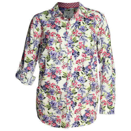 Charter Club Multi Color Floral Convertible Sleeve Button Down Shirt