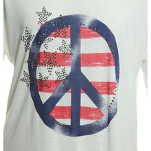 INC White American Flag / Peace Sign Short Sleeve Knit Top Tee