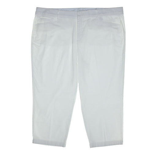 JM Collection White Tummy Control No-Gap Waist Capri Pants Plus Size