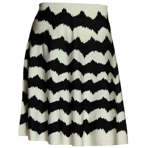 INC Black/White Zig Zag Striped Pull On A-Line Skirt