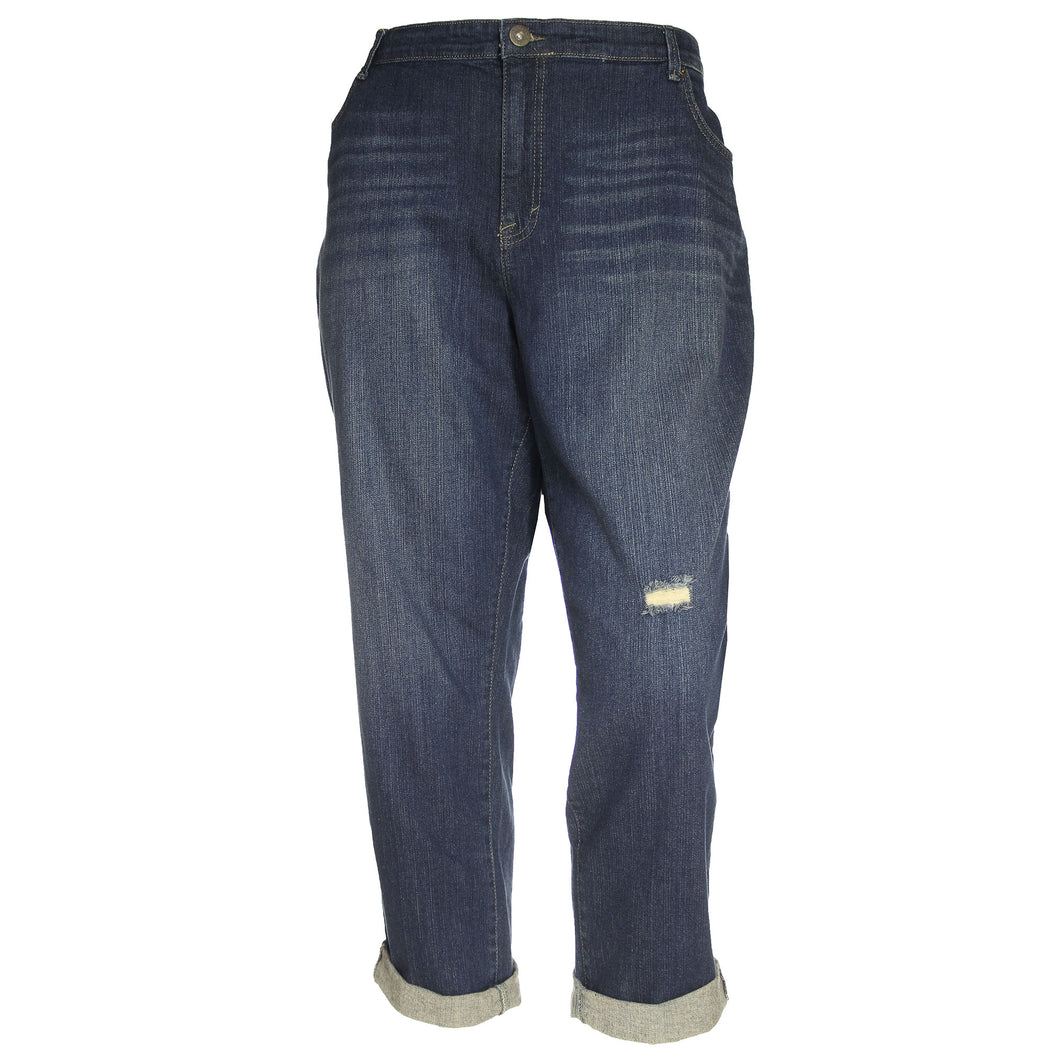 Style & Co Blue Denim Slim Leg Mid-Rise Distressed Jeans