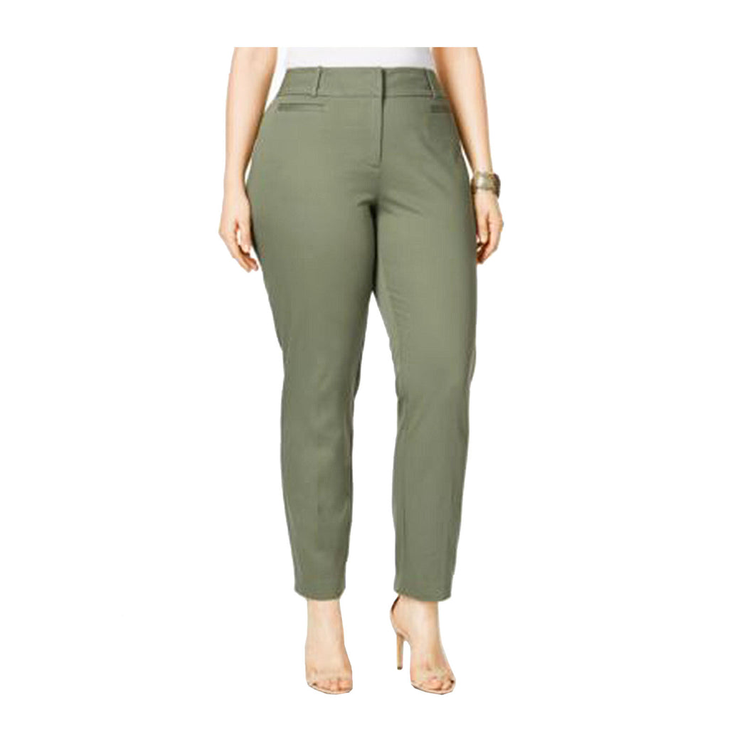 Style & Co Green Mid-Rise Slim Ankle Pants Plus Size