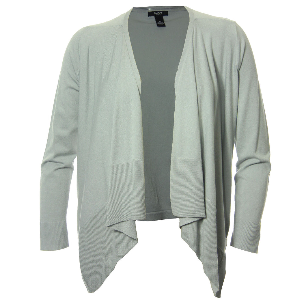 Alfani Gray Long Sleeve Draped Open Front Cardigan Sweater