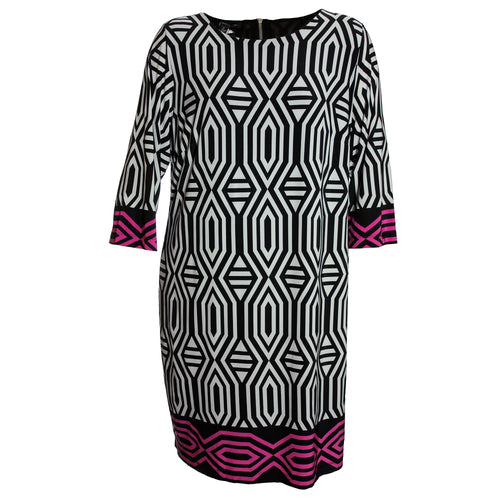 INC Multi Color Geometric Print 3/4 Sleeve Dress
